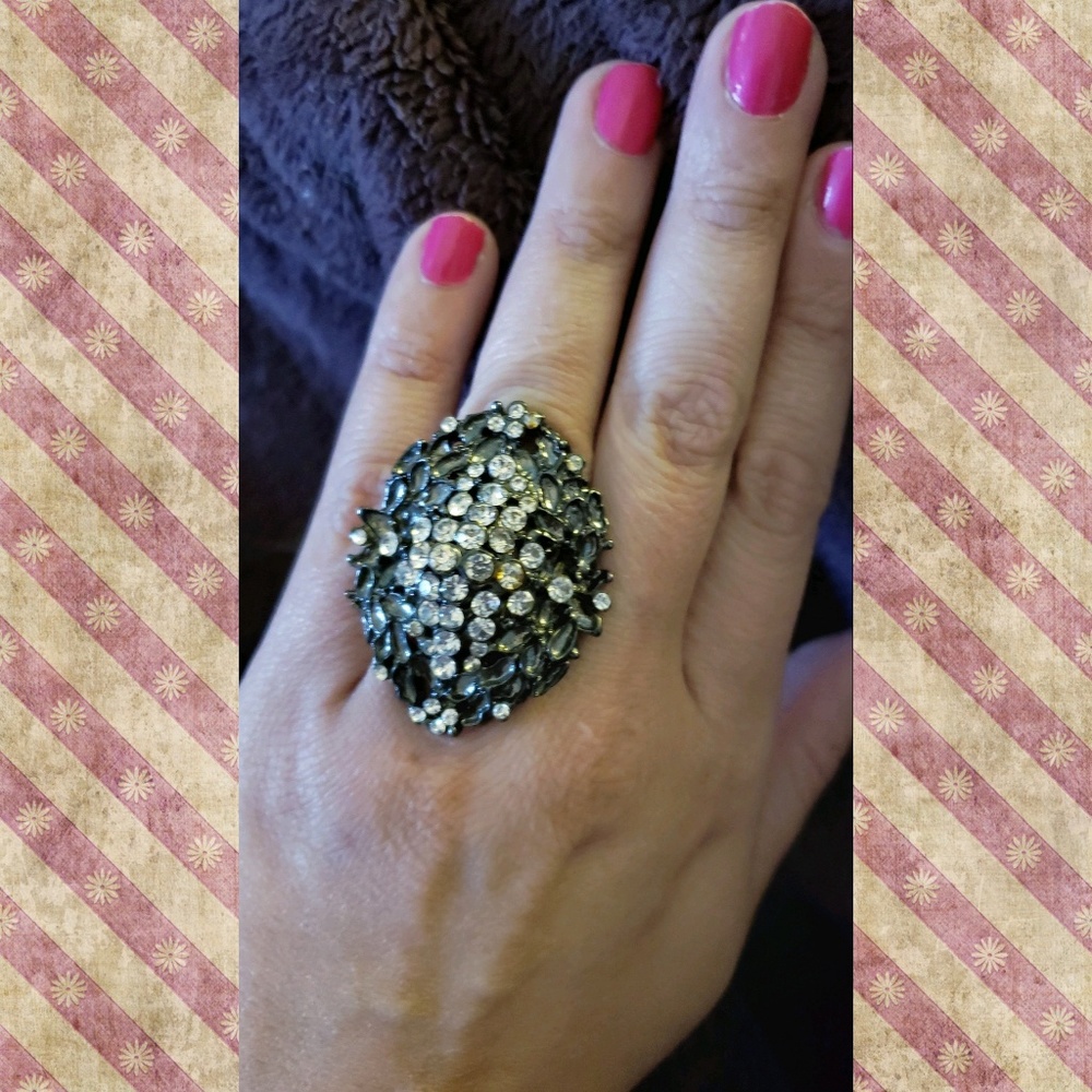 Gaudy rhinestone costume cocktail ring